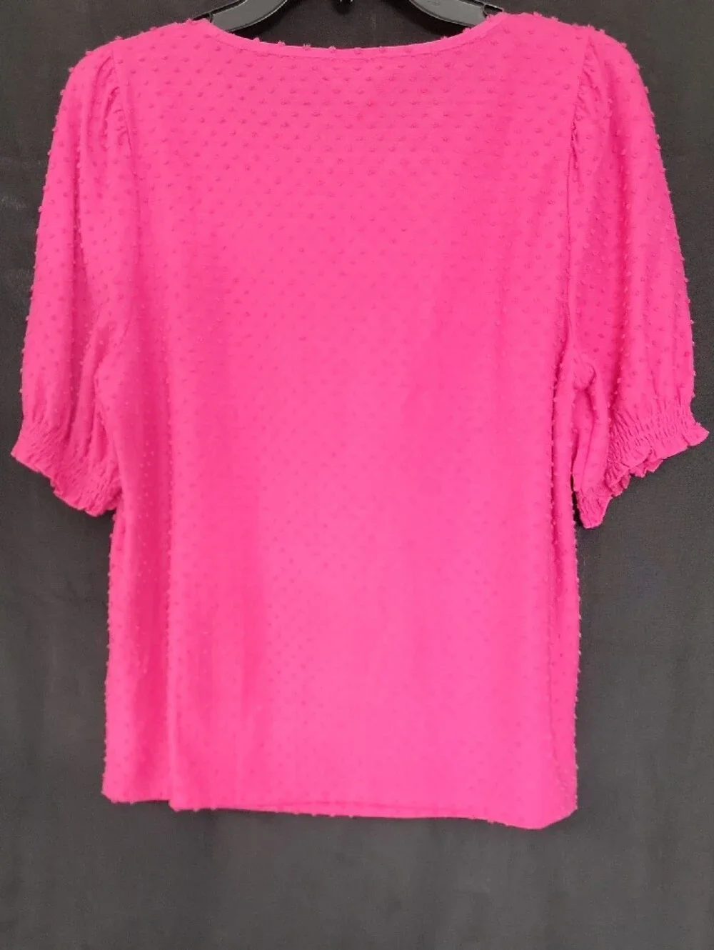 J. Crew Bright Pink Swiss Dot Short Sleeve Blouse